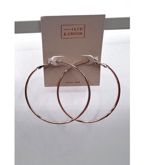 14th & Union New Directions Silver & Rose Gold Hoop Earrings 2 Pairs NEW! - Picture 2 of 5